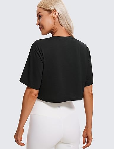 Miniatura 2 de CRZ YOGA Camisetas de entrenamiento ligeras de manga corta para mujer, cuello alto, transpirables, camisetas de yoga atléticas