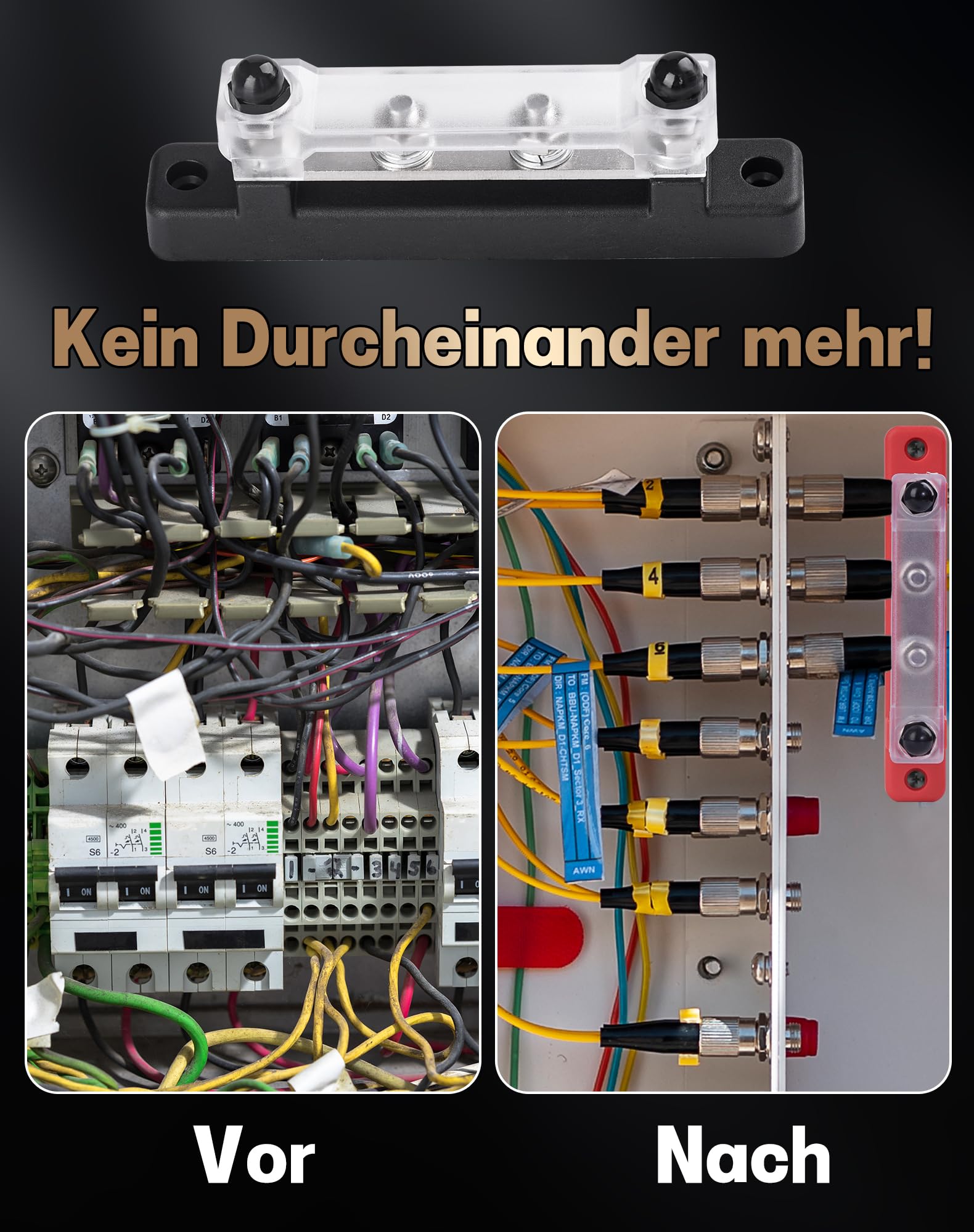 2 sztuki szyn zbiorczych 12 V-48 V DC 150 A, szyny zbiorcze, blok rozdzielczy z 4 x bolcami zaciskowymi M6 12 V, blok rozdzielczy zasilania z pokrywą, rozdzielacz 12 V, do samochodów RV, ciężarówek,