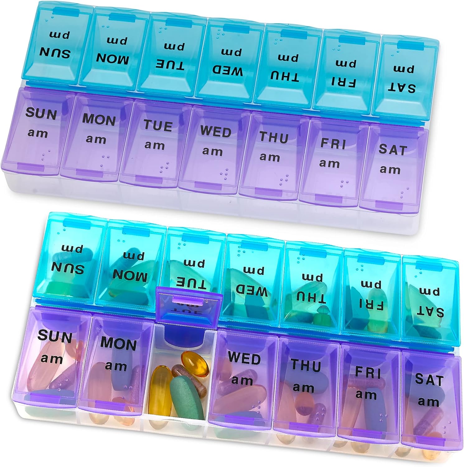 MEDca Weekly Pill Organizer, Twice-a-Day, 2 Pill Organizer Extra Large