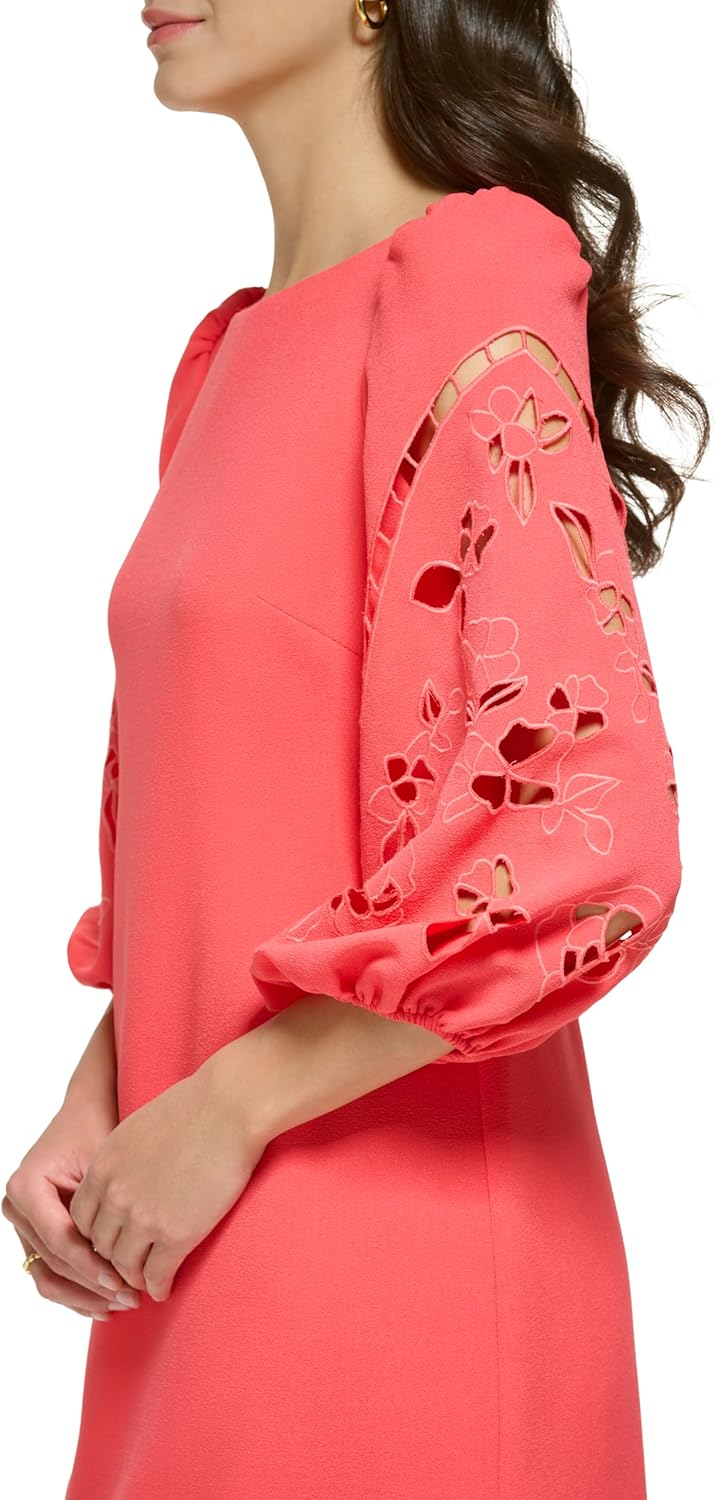 Vince Camuto Womens 3/4 Balloon Sleeve High Neck Shift Mini Dress - Image 4