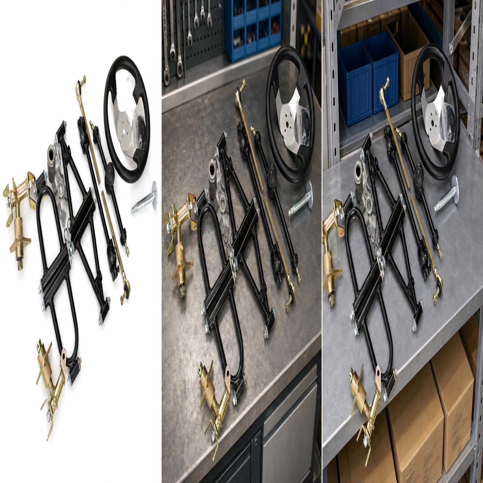 rockible Atv Anteriore Sterzo Completo con Volante Albero Tiranti Sospensione E Staffe Hardware Incluso Metallo E Plastica Ammortizzazione per Terreni