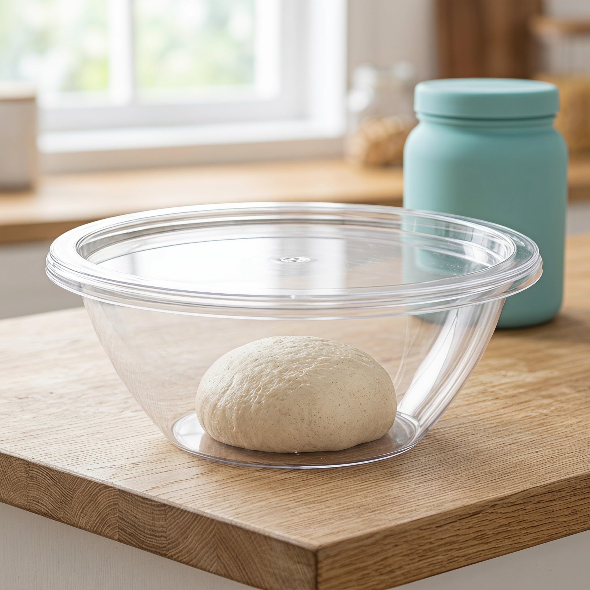 Operitacx 2 Sets transparente Salatschüsseln aus Kunststoff mit Deckel, 13" und 11" große, stapelbare Behälter zum Mitnehmen, ideal für Mittagessen, Meal Prep, Camping und Gefrierschrank
