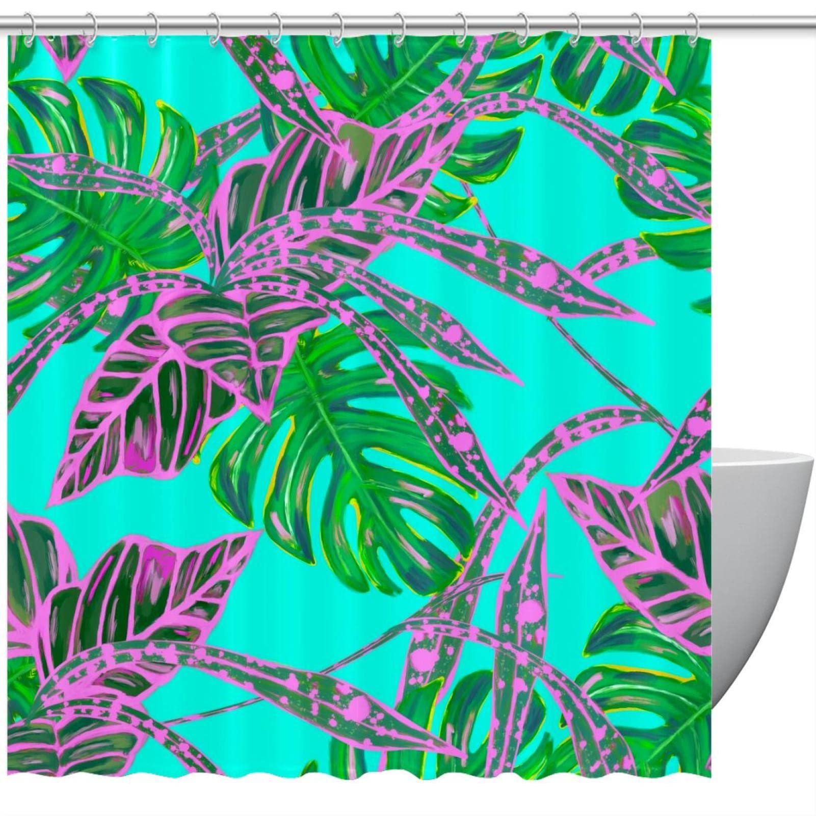 Rideau de douche palmier tropical au fini haut de gamme coloré