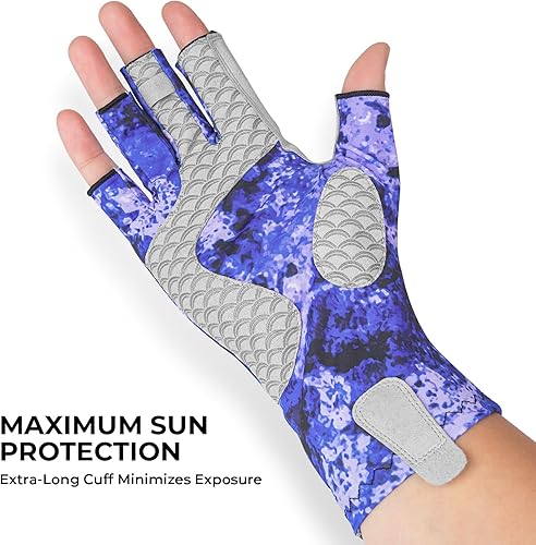 Miniatura 7 de KastKing La Sal Guantes de pesca UPF50+ Guantes de sol Guantes de protección UV Guantes sin dedos para hombres y mujeres para exteriores, kayak,
