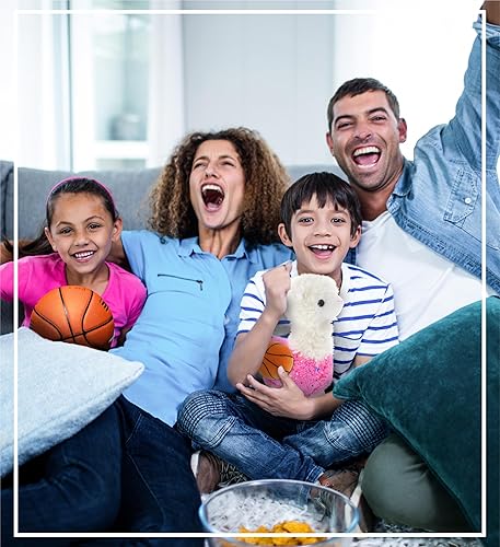 Miniatura 7 de DolliBu Peluche de llama rosa brillante con felpa de baloncesto, llama suave y abrazable, adorable juguete de peluche, juguete de peluche