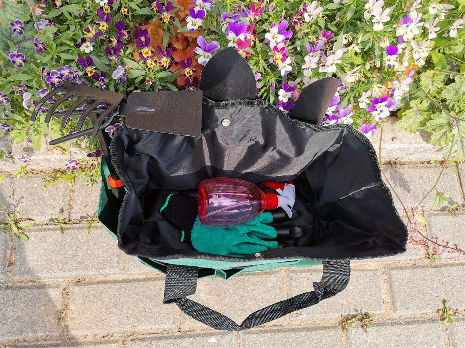 Namvo Ensemble d'outils de Jardin, Sac fourre-Tout de Jardin avec Plusieurs Poches pour Trousse à Outils de Jardinage, Sac à Outils de Jardin (Vert noirâtre)