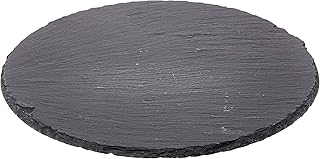 Cilio Slate Round Cheese Board, Natural Stone Tray for Serving Cheese, C...