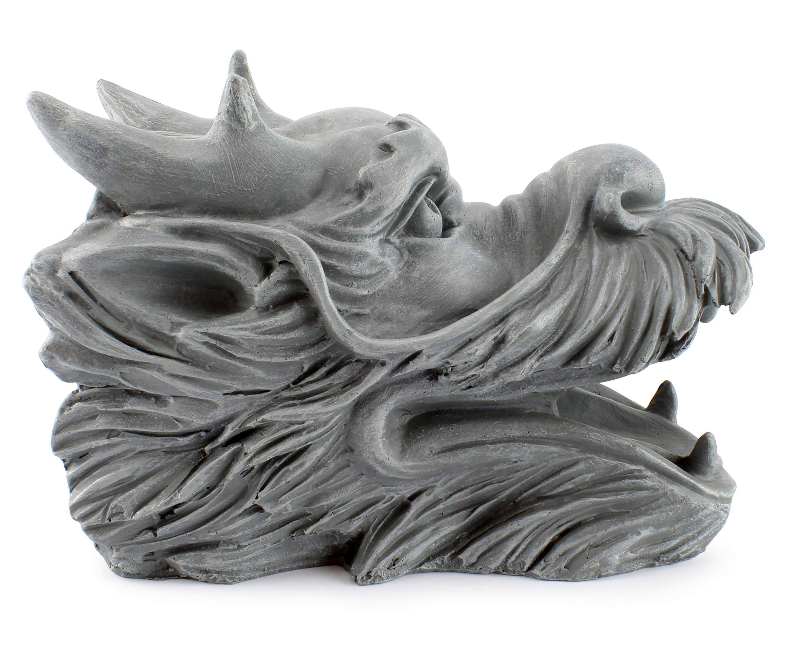 Cornucopia Dragon Garden Downspout Sculpture; Splash Block Anchor for