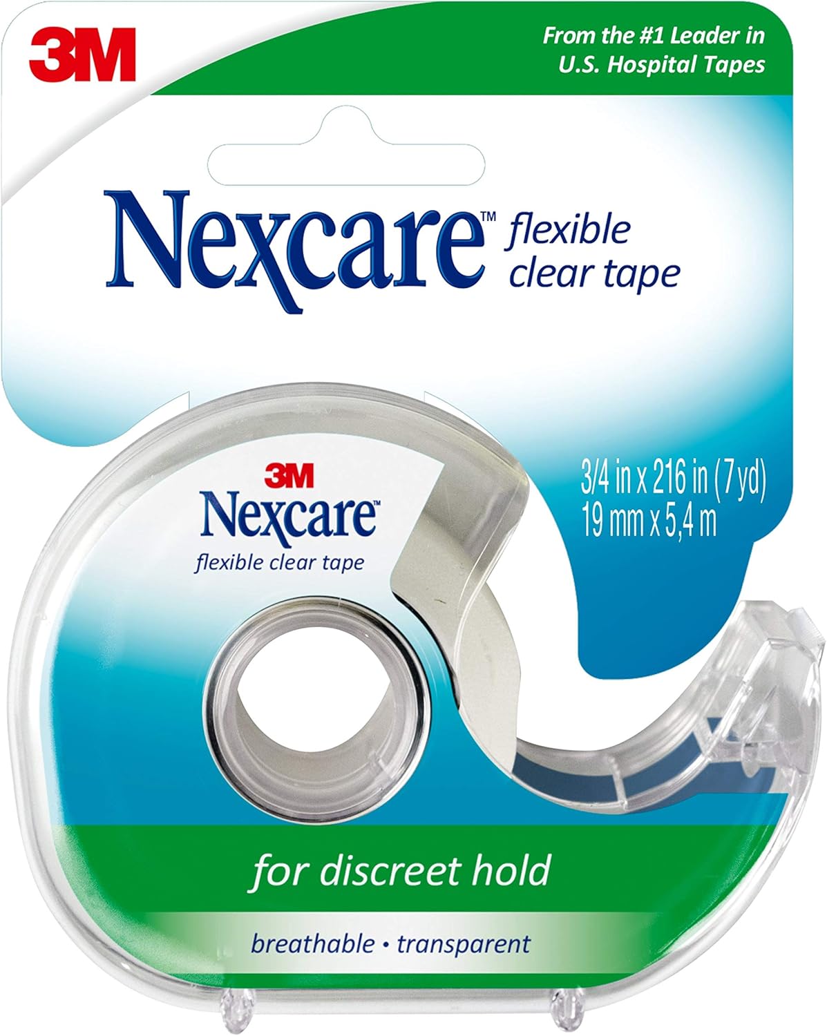 Nexcare Flexible Clear First Aid Tape, for Discreet Hold, Breathable, Transparent, Dispenser, 3/4 in x 7 yds : Health & Household