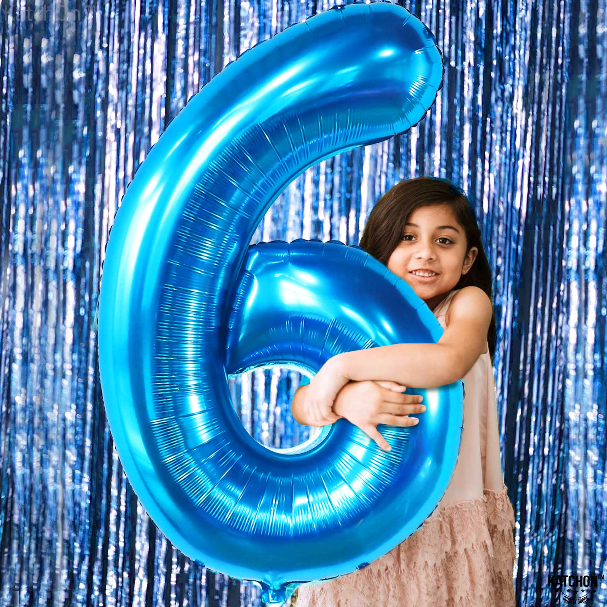 KatchOn, Giant Blue Number 6 Balloon - 40 Inch | 6th Birthday Balloon for 6th Birthday Decorations | 6 Balloons for Birthday | Six Balloon Number | 6 Year Old Balloon for 6 Year Decorations
