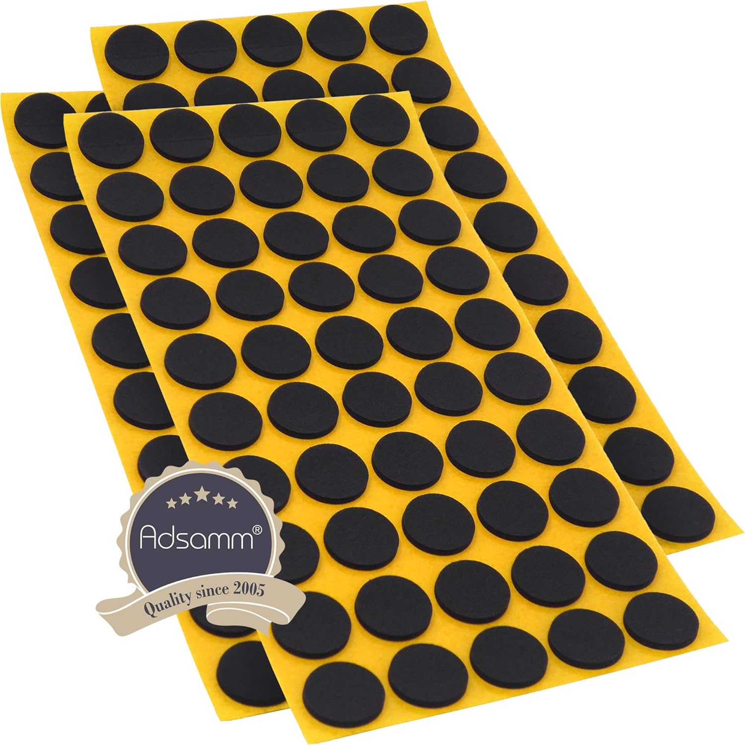 Adsamm® / 150 x self-Adhesive Anti-Slip Pads/Black/Ø 0.79 in (Ø 20 mm) / Round/Stick-on Non-Slip EPDM Rubber Pads/Furniture Protective Pads