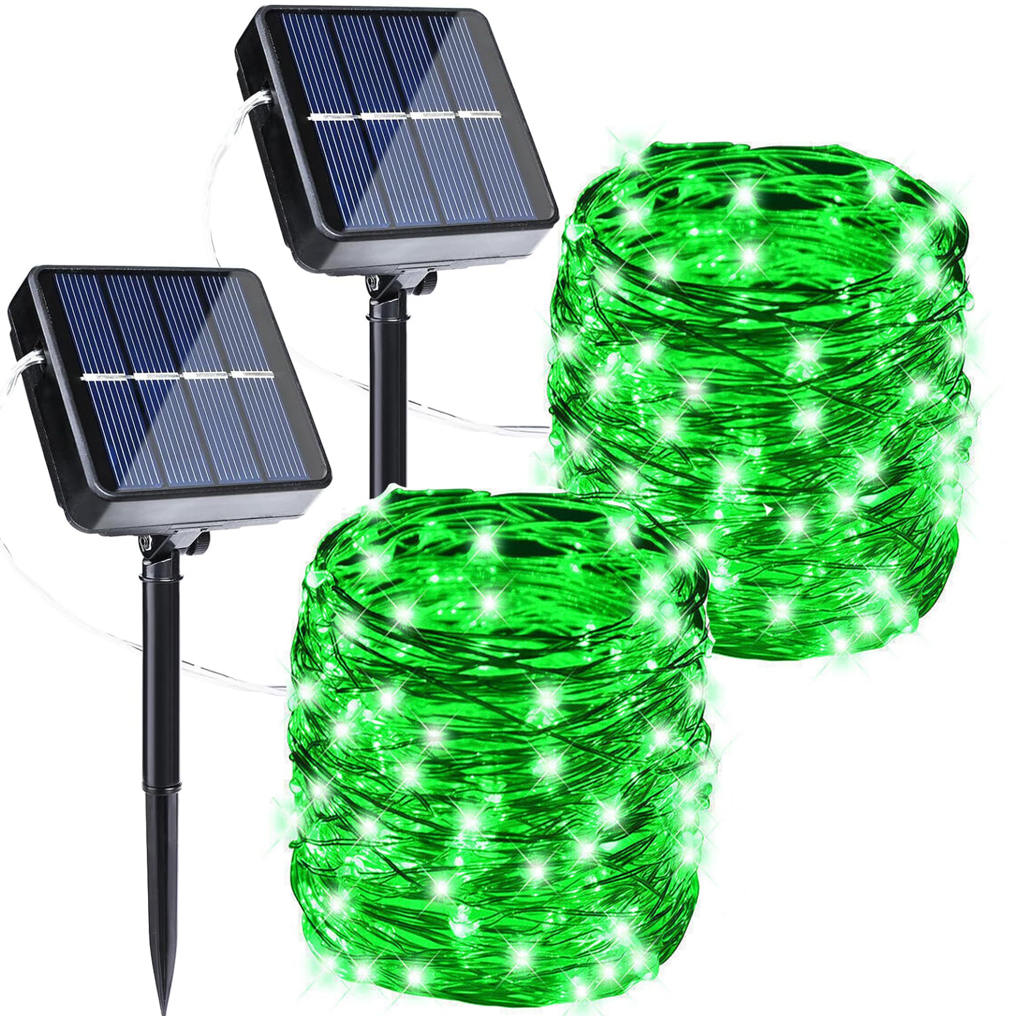 Joomer Green Solar Fairy Lights, 2-Pack Total 80FT 240LED Solar String Lights Outdoor Waterproof 8 Lighting Modes for Fence Party Garden Patio Yard Home Holiday Tree St. Patrick's Day Decoration