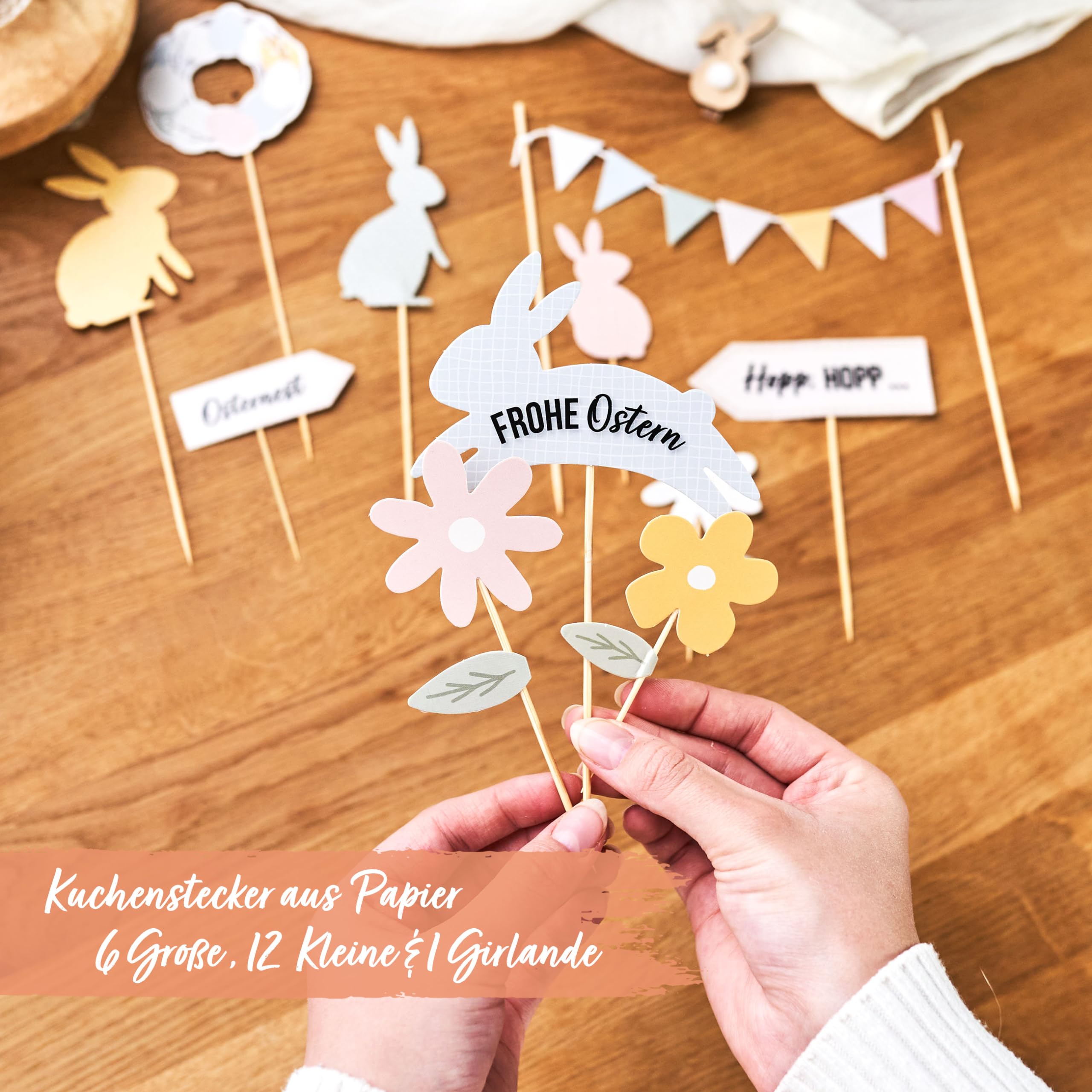 Papierdrachen Cake Topper Pastel Easter - Festive Easter Decoration - Easter Cake Decoration, Pastel Cake Topper - Image 2