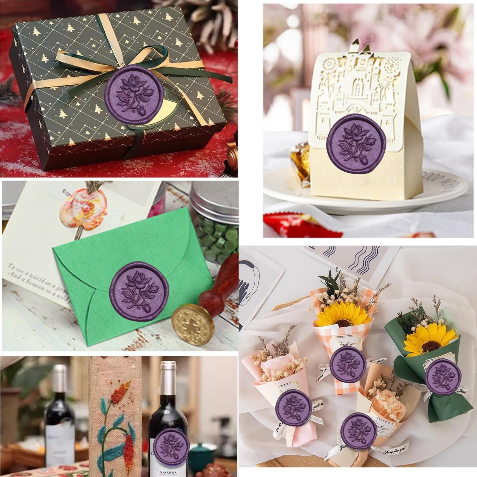 300 Pcs Octagon Wax Seal Beads for Stamping - Perfect for Wedding Invitations Christmas Cards, Envelopes, Letter Sealing (Purple) - Image 4