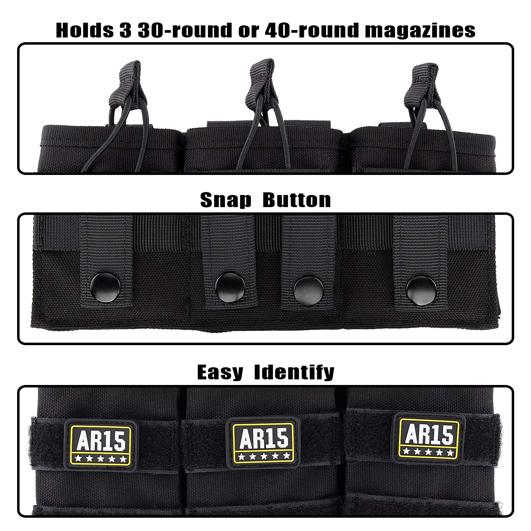 Raiseek Mag Pouch Molle Magazine Pouches for Pistol and Rifle, Triple