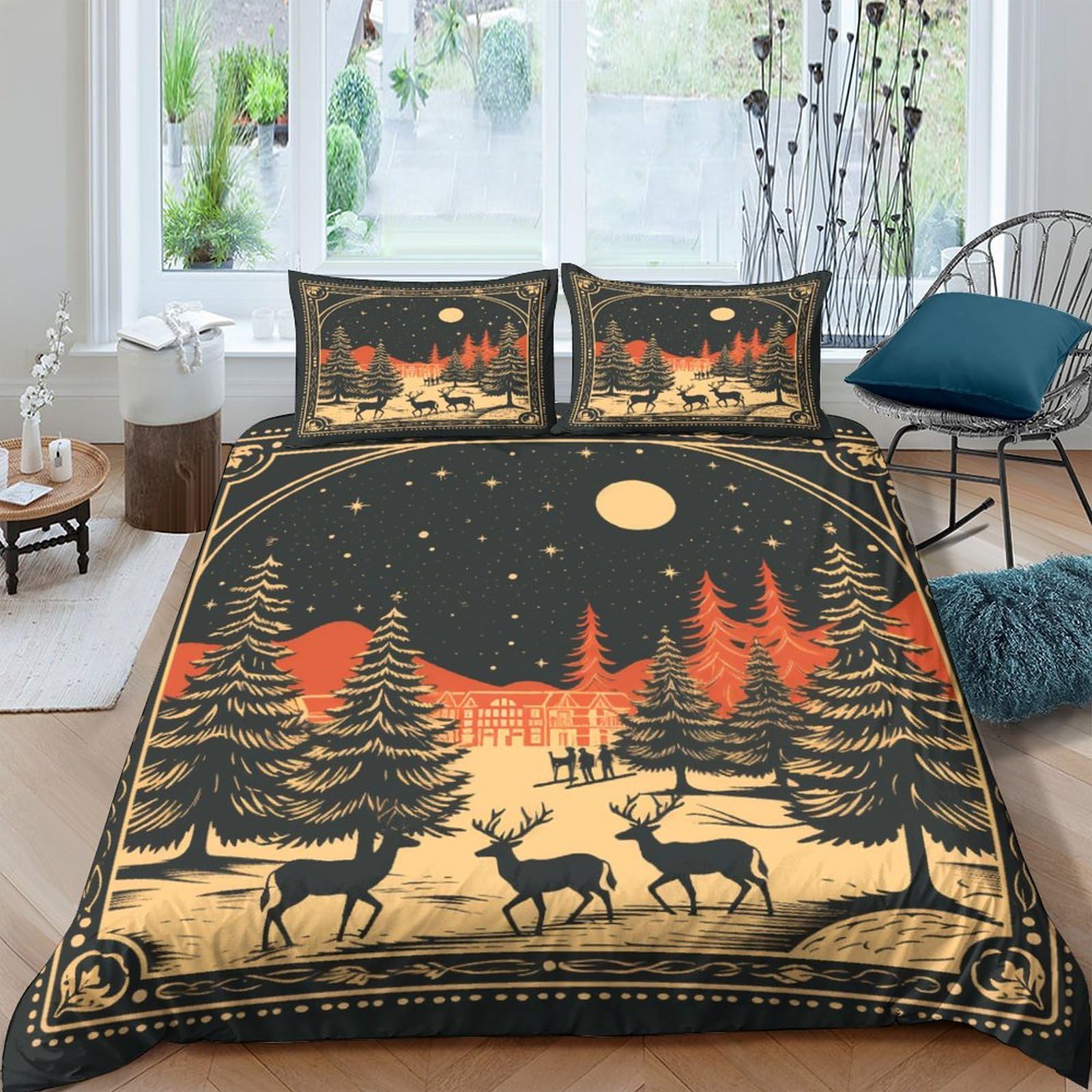 Housse de couette Noël fermeture éclair parure de lit microfibre facile à laver 200x200