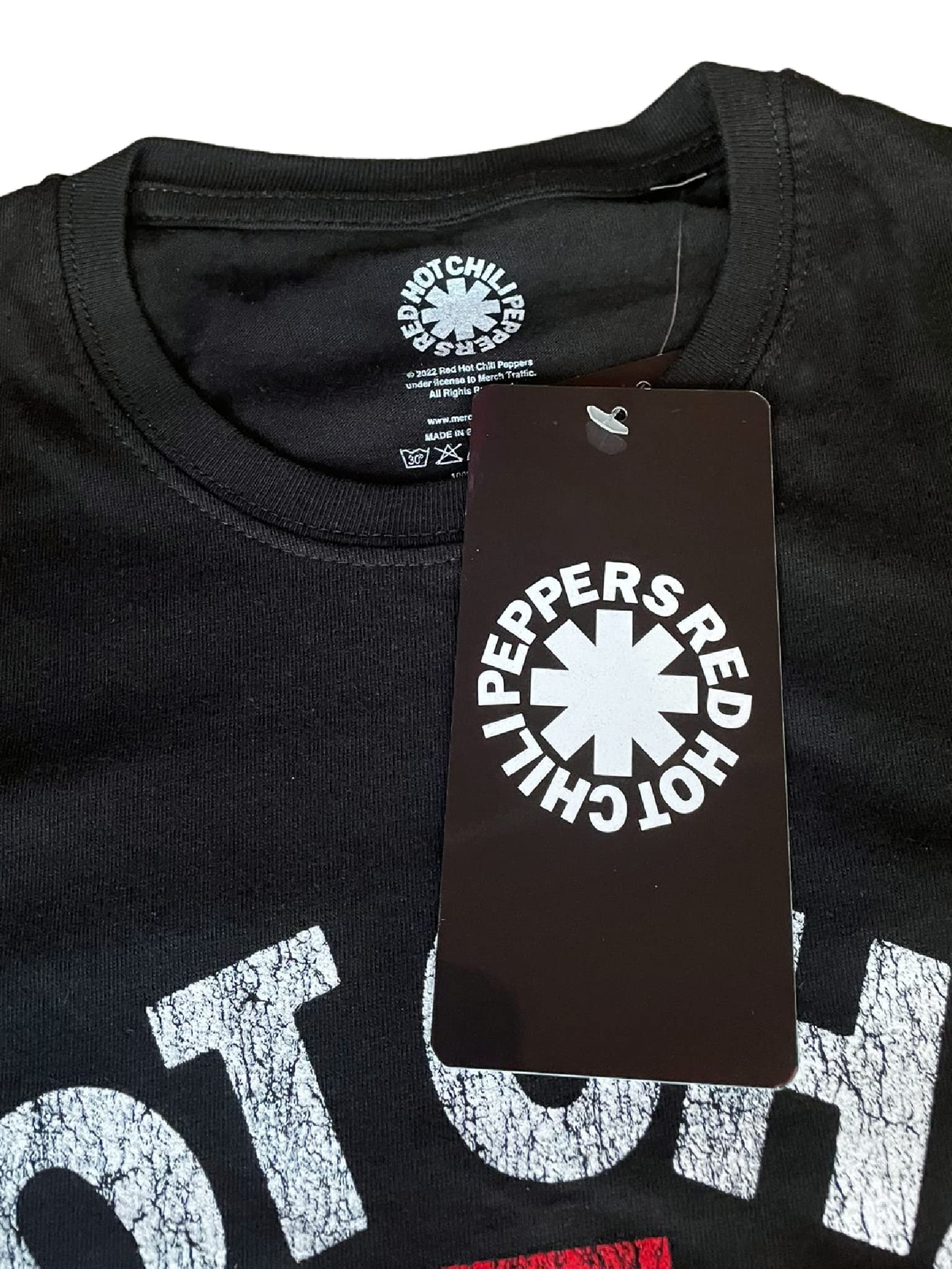 Red Hot Chili Peppers T-Shirt Logo Rock Music Officiel Noir Coton Unisexe Adulte Garçon