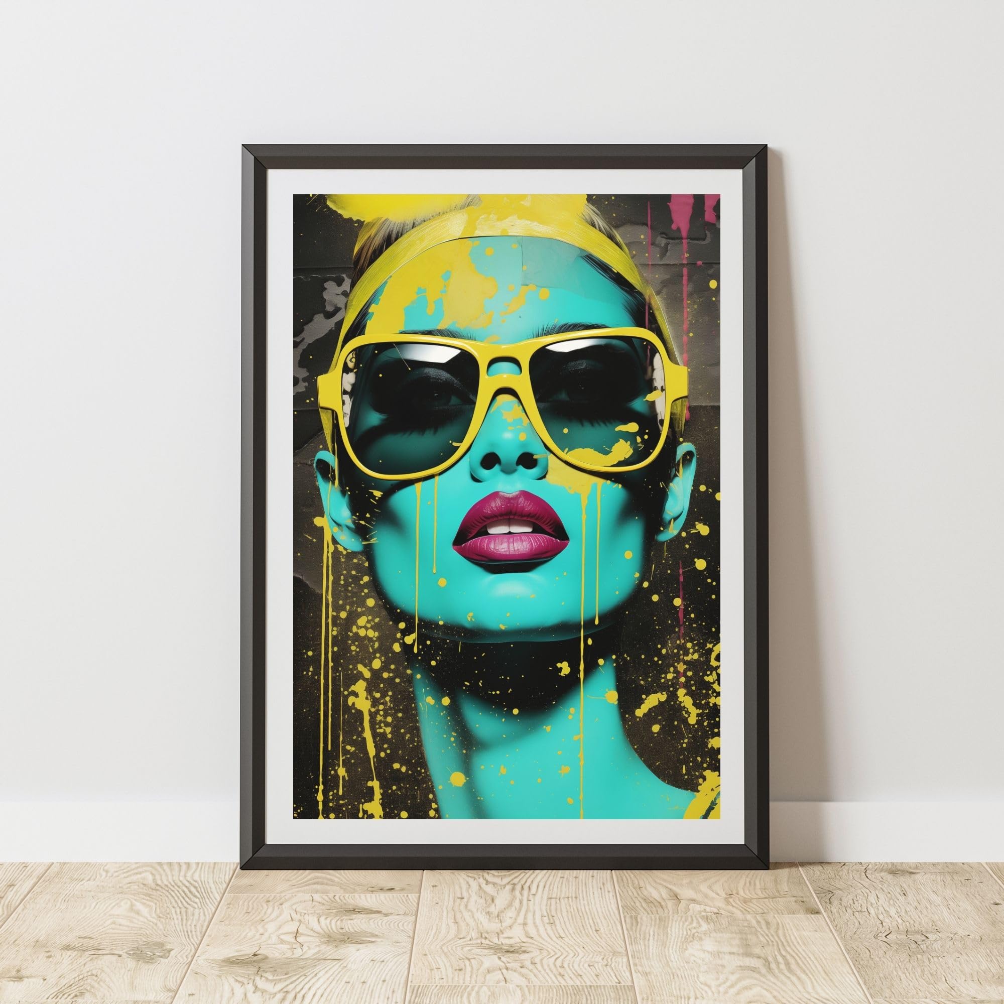 B&Q -  Woman With Glasses Pop Art Prints For Walls A3 Size
