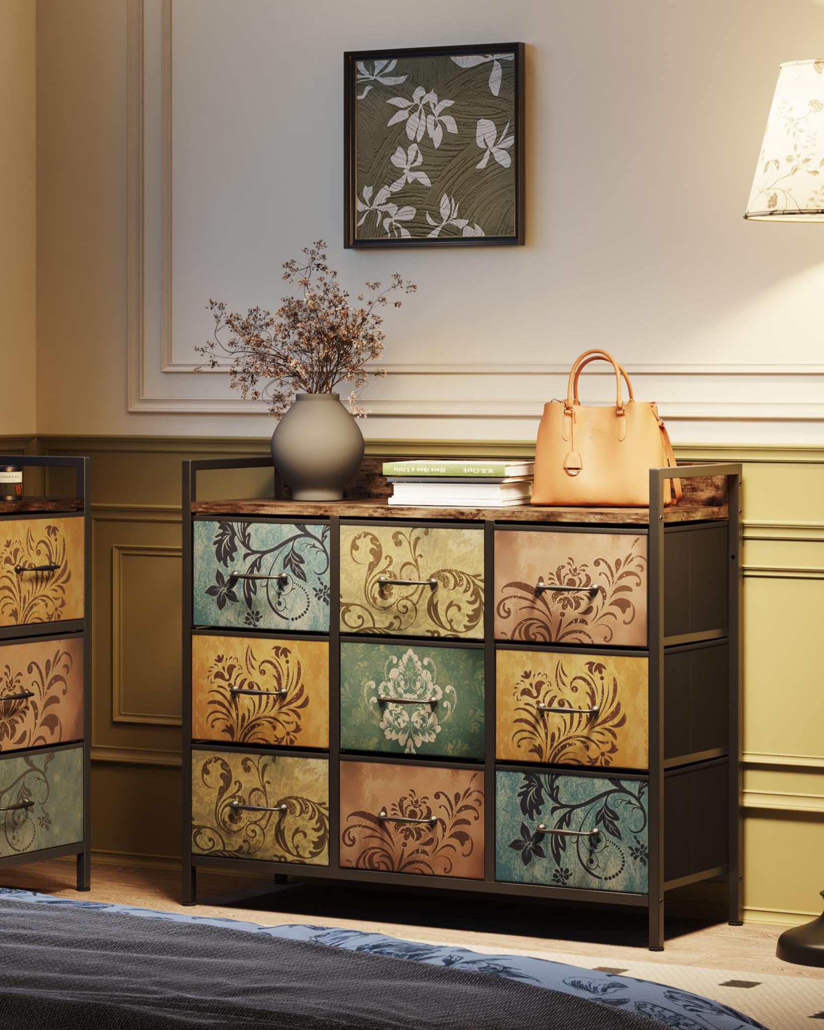 Mondeer Opbergkast, grote commode van stof met 5 laden, opbergtoren, kast, commode voor hal, slaapkamer, woonkamer, badkamer, kinderkamer, grijs
