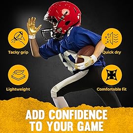 HANDLANDY Youth Football Gloves, Kids Sticky Receiver Gloves,Super Grip Football Glove Best Gift for Boys,Girls (Gold-Youth, Medium-Youth)