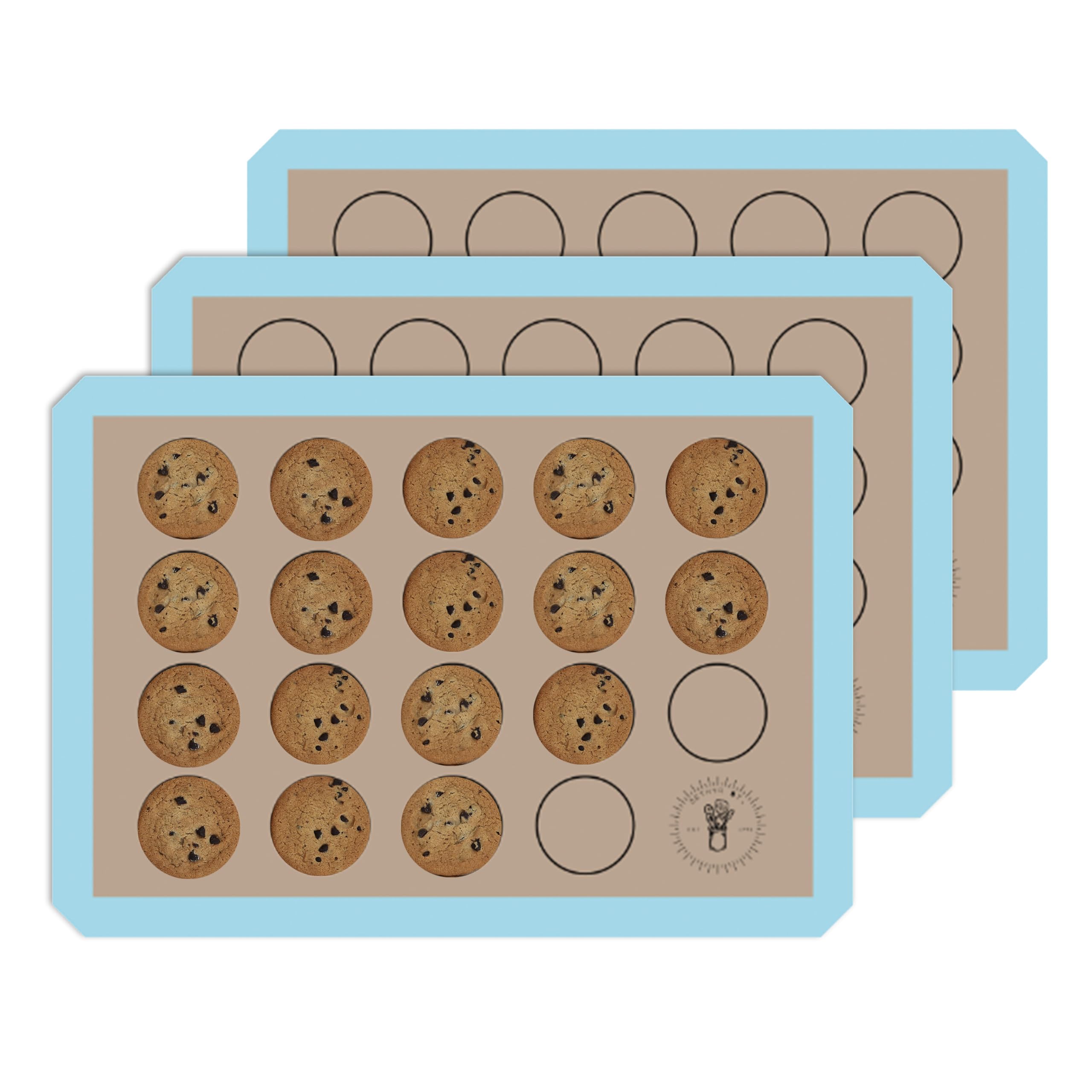 Silicone Baking Mats for Cookies, 3/4 Baking mat size, 3 Pack, Non-Stick, Food Safe Oven Safe All Purpose Liners for baking sheets - Easy Clean,