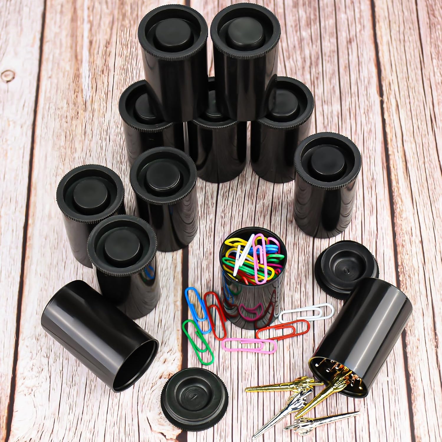 120 Pieces Film Canisters with Caps 35 mm Plastic Empty Camera Reel Storage Containers Case with Lids for Small Accessories Rockets Experiment Fish Hook Film Keys Coins Art Beads (Black)