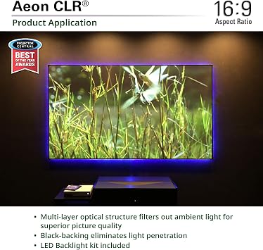 Elite Screens Aeon CLR, 100-inch ALR Projector Screen UST or Short Throw 95% Ambient Light Rejecting Edge Free Fixed Frame Grey Projector Screen Indoor Movie Screen Home Theater, AR100H-CLR