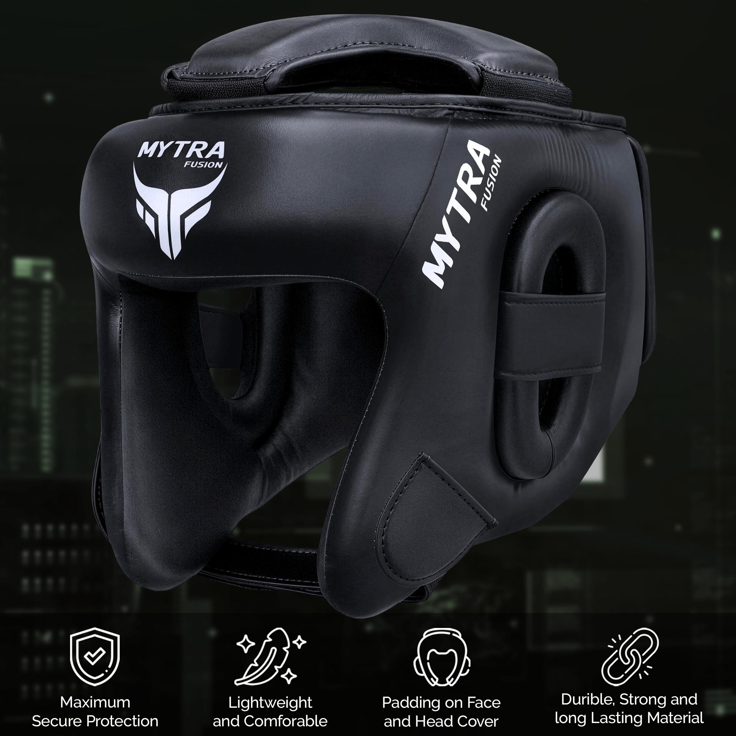 Mytra Fusion kask bokserski – kask MMA z regulowanym paskiem do kickboxingu, Muay Thai, sparingu, sportów walki i karate