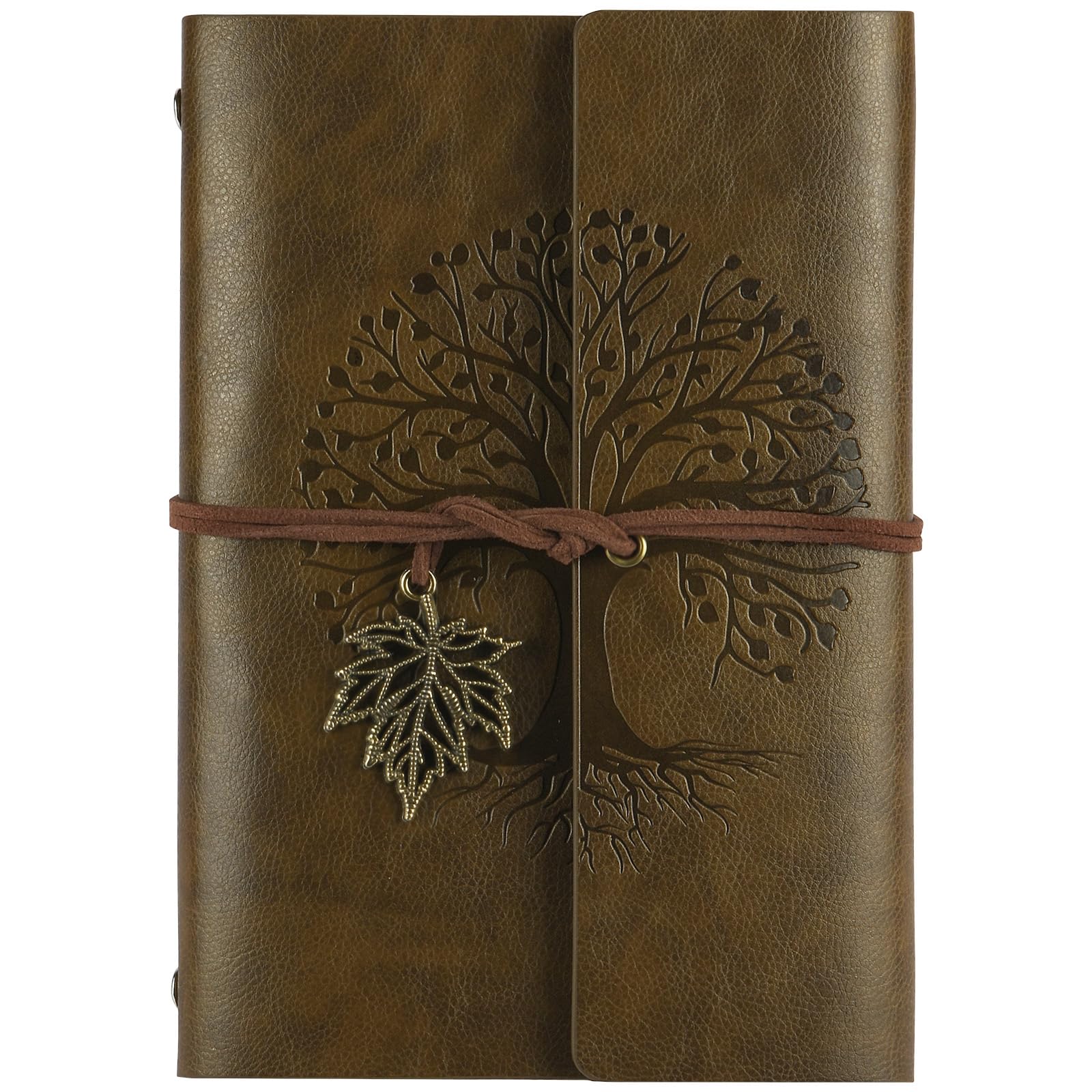 AOOSU PU Leather Journal Notebook, Refillable Vintage Journal Travel Diary with Kraft Paper, Journaling Notebook, Writing Notebook Gifts for Women Men Teens Travelers, 100GSM 160 Pages Coffee A6