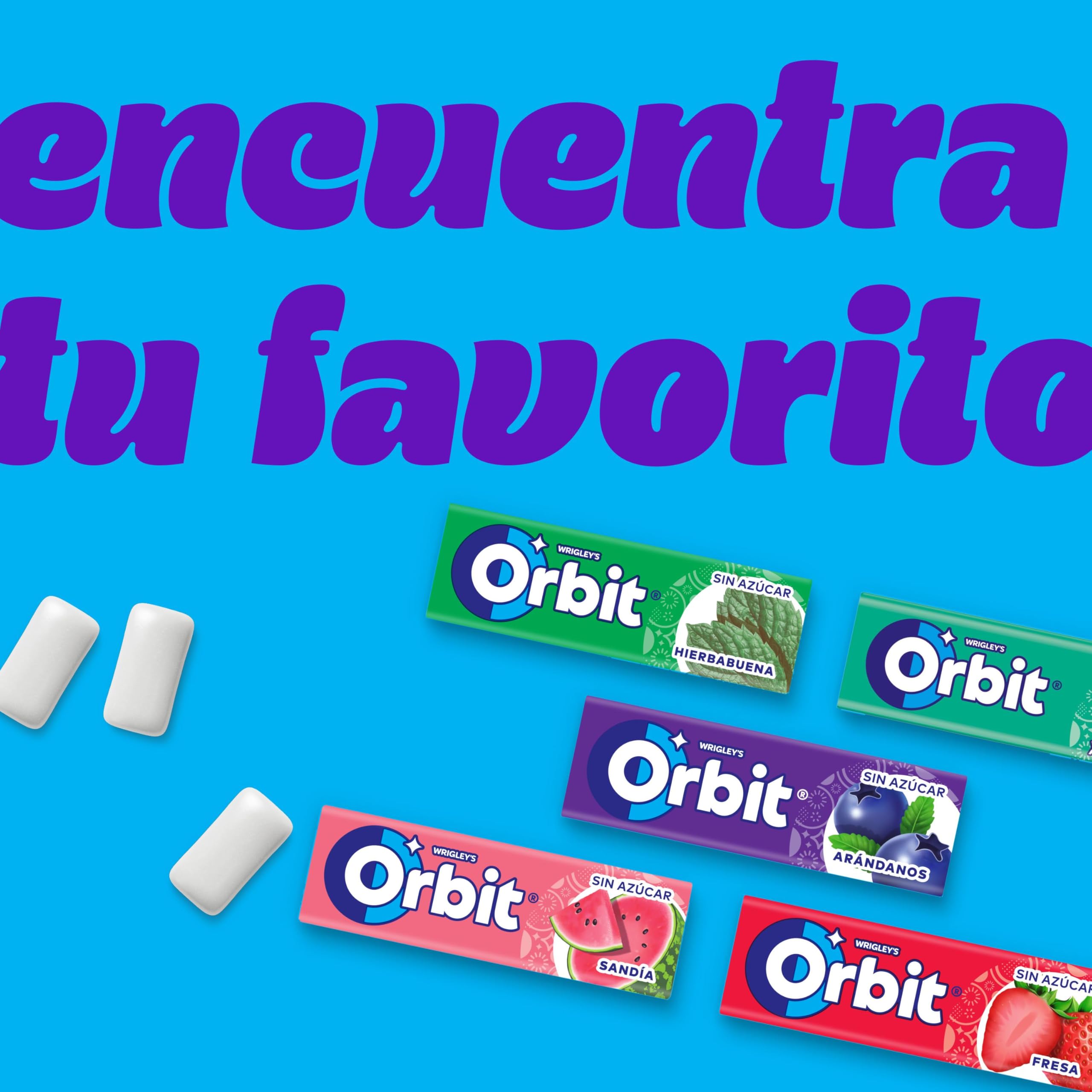 Orbit Chicle Sin Azúcar, Hierbabuena, Pack De 4 X 10 Unidades, 56 Gramo, 4 Unidades