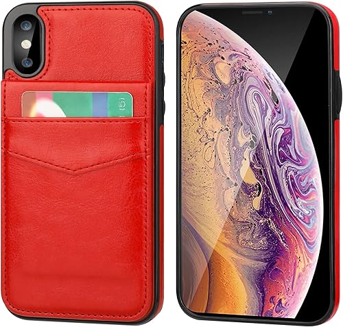 Miniatura 9 de KIHUWEY Funda compatible con iPhone Xs Max con soporte para tarjeta de crédito, cierre magnético de cuero de alta calidad, resistente funda