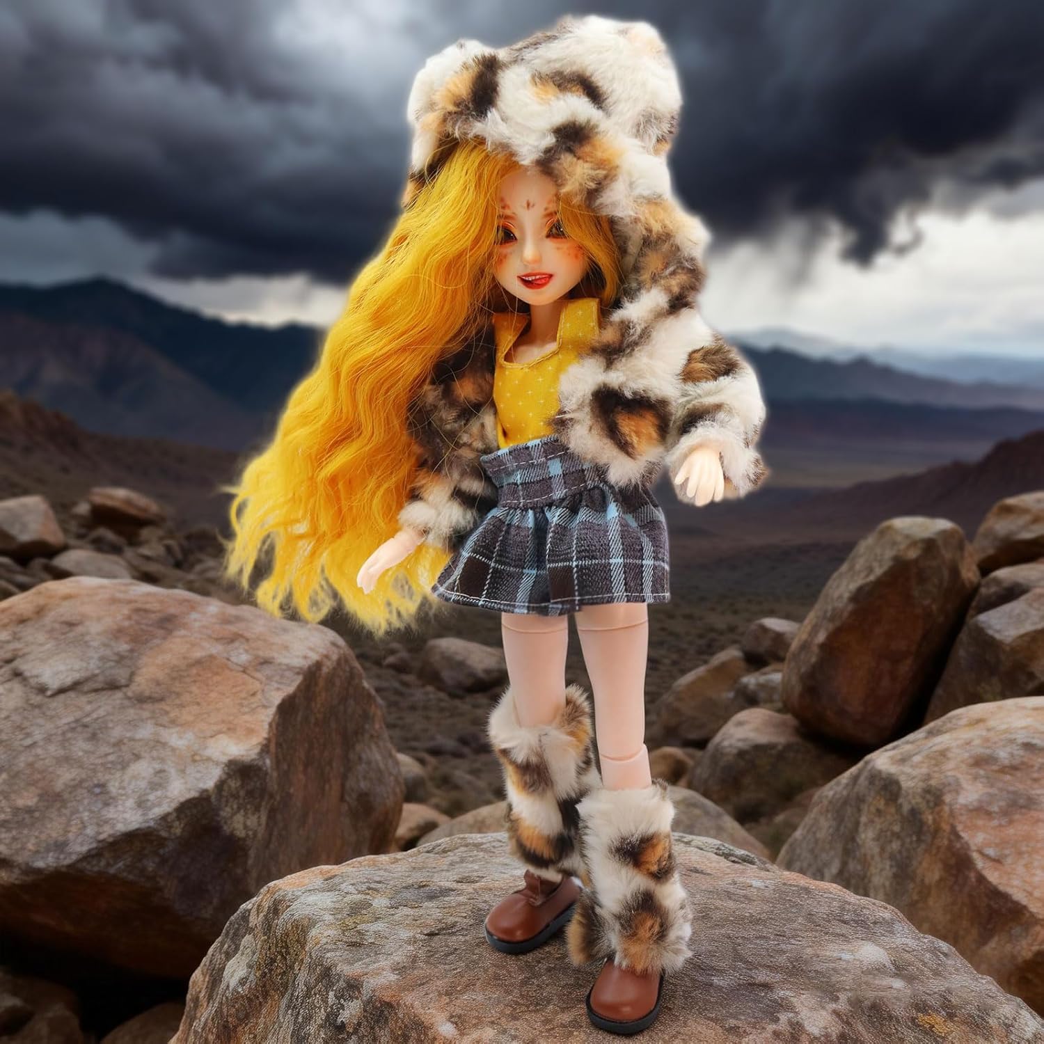 1/6 Scale Articulated Collectible Doll, 30cm Anime Style Doll with Hand-Painted Face & Freckles, Poseable Display BJD Gift for Collectors & Teens