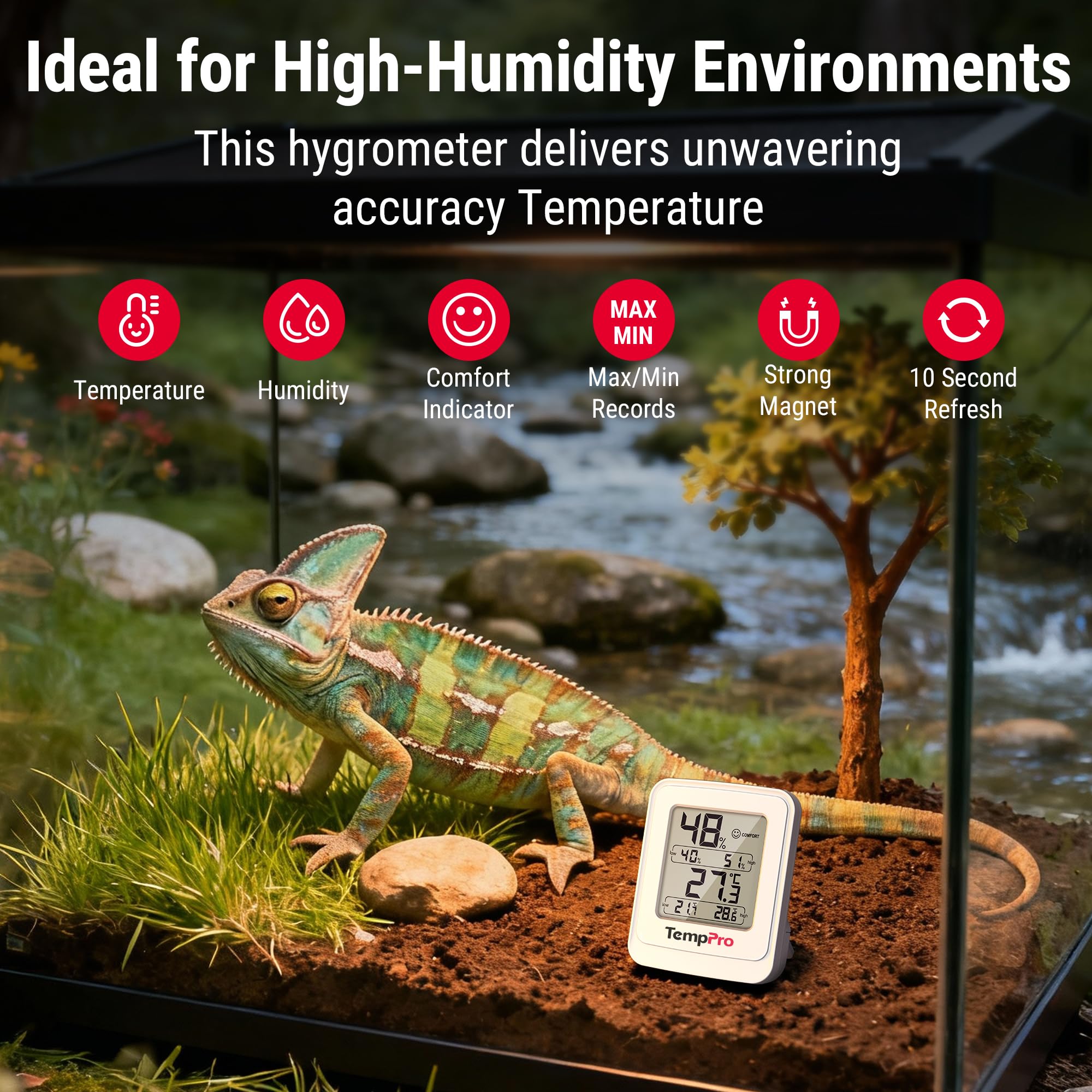 ThermoPro Cyfrowy termo-higrometr do szklarni, termometr zewnętrzny z wyświetlaczem temperatury max/min, wodoszczelność IPX5, idealny do roślin domowych, namiotów do uprawy roślin i ogrodu