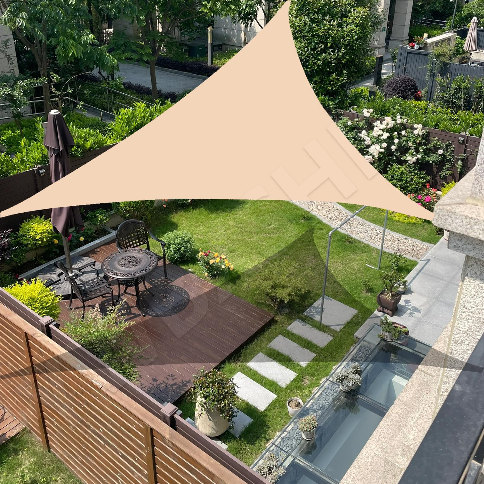 YWBXSHKD Sonnensegel Dreieck Wasserdicht 5x5x5m, Sonnensegel Terrasse Sonnensegel Sonnenschutz Wasserabweisend Terrassen Sonnensegel Windschutz Garten