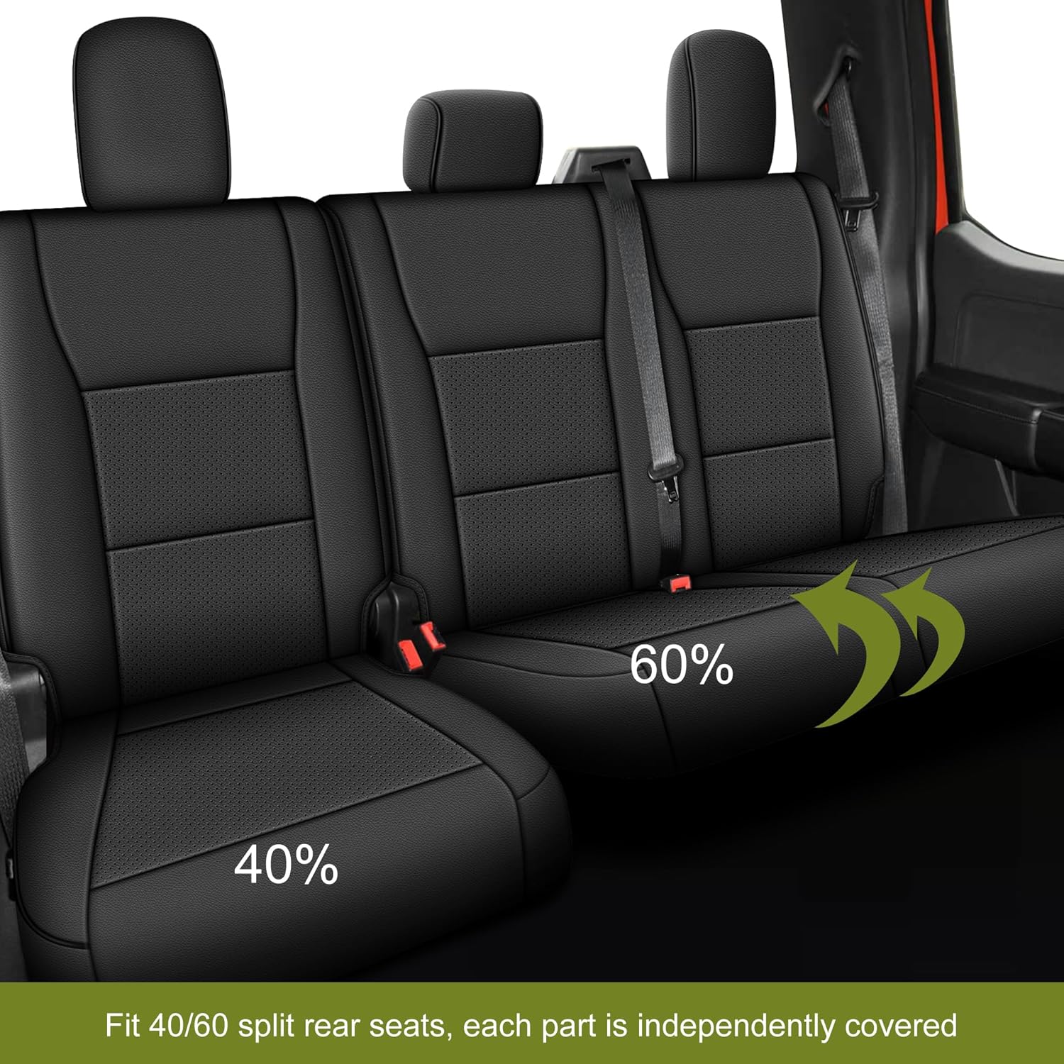 AOMSAZTO Seat Covers for Ford F150 2015-2026 F250 F350 F450 2017-2026 Truck Custom Fit Full Set Faux Leather Car Cushion (Black)