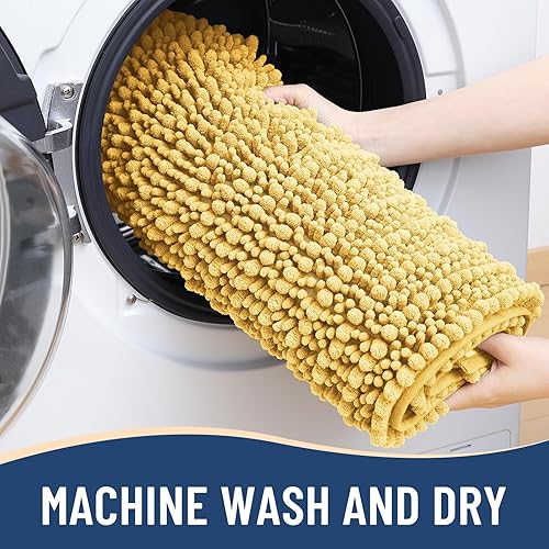 Miniatura 7 de Arotive Tapete para baño de felpilla de lujo, extra suave, grueso, absorbente, esponjoso, antideslizante, se puede lavar y secar a máquina, tapetes