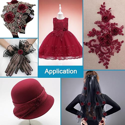 Miniatura 5 de 20 piezas de apliques de encaje de flores, exquisitos parches de bordado floral en 3D para bodas, vestidos de novia, reparación de ropa, adornos