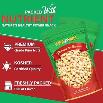 We Got Nuts - Raw Whole & Natural Pine Nuts 2 Lbs (32oz) Premium Quality Fresh Kosher Pine Nuts - Natural & Healthy Snack Great For Cooking, Pesto, Salads & More