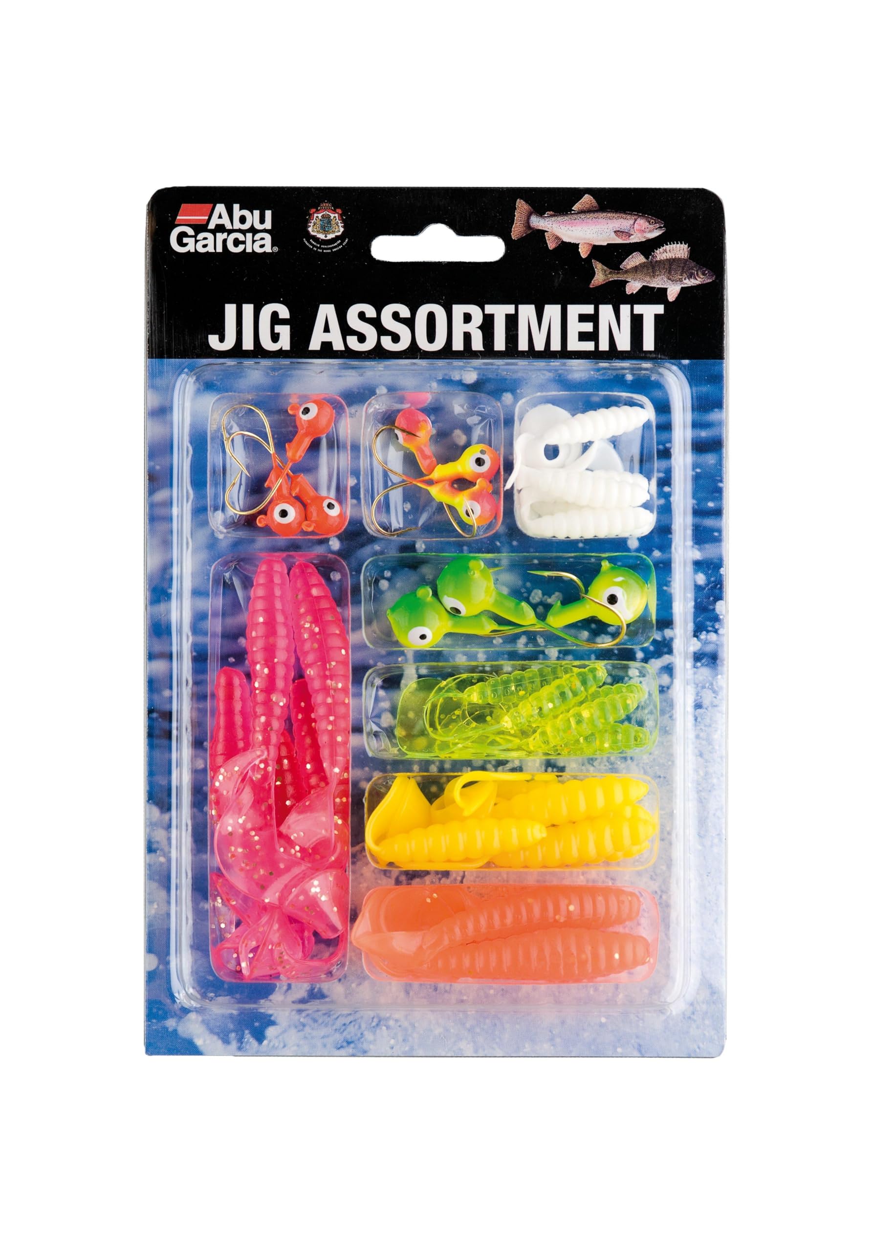 Abu Garcia Jig Assortment – Premium Selection of Curly Jigs and Jigheads for Trout and Perch Fishing – Complete Freshwater Fishing Kit, Assorted Varied