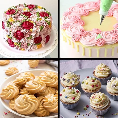 Miniatura 4 de Juego de 100 bolsas de pastelería desechables de 12 pulgadas, bolsas de glaseado para decoración de pasteles con 1 bolsa de tuberías reutilizables,