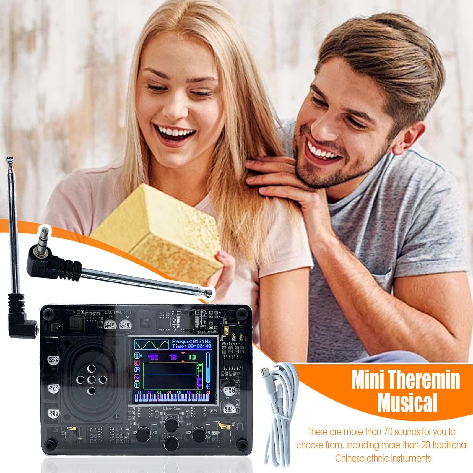 Strumento musicale Theremin, Theremin elettronico | Schermo OLED Theremin Tastiera Strumento musicale | Strumento elettronico a tastiera, schermo OLED, voci regolabili