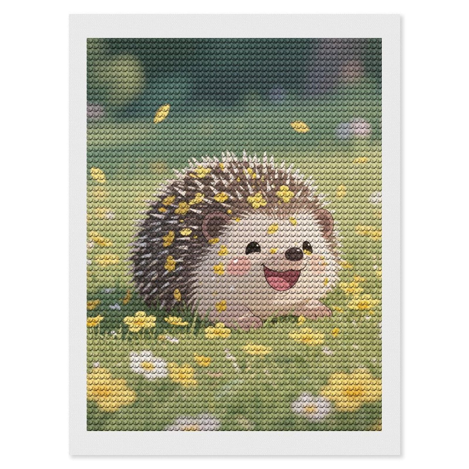 DWVTSLH Floral Hedgehog Diamond Painting Kits for Adults, Personalized Diamond Photo Art Full Drill, DIY 5D Diamond Art Painting Kits for Beginners, Home Wall Decor 12"x16"