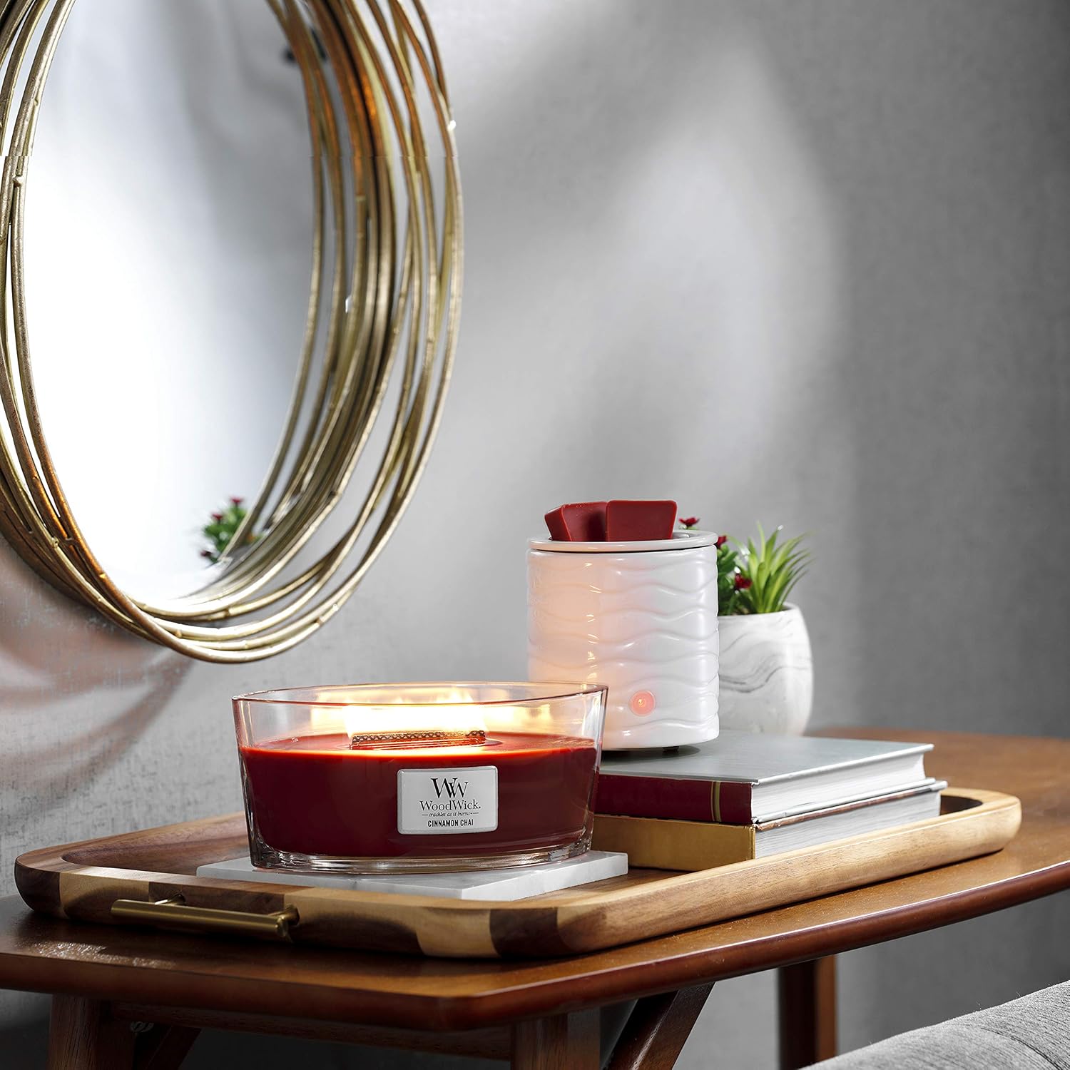 Woodwick Ellipse Scented Candle with Crackling Wick Cinnamon Chai