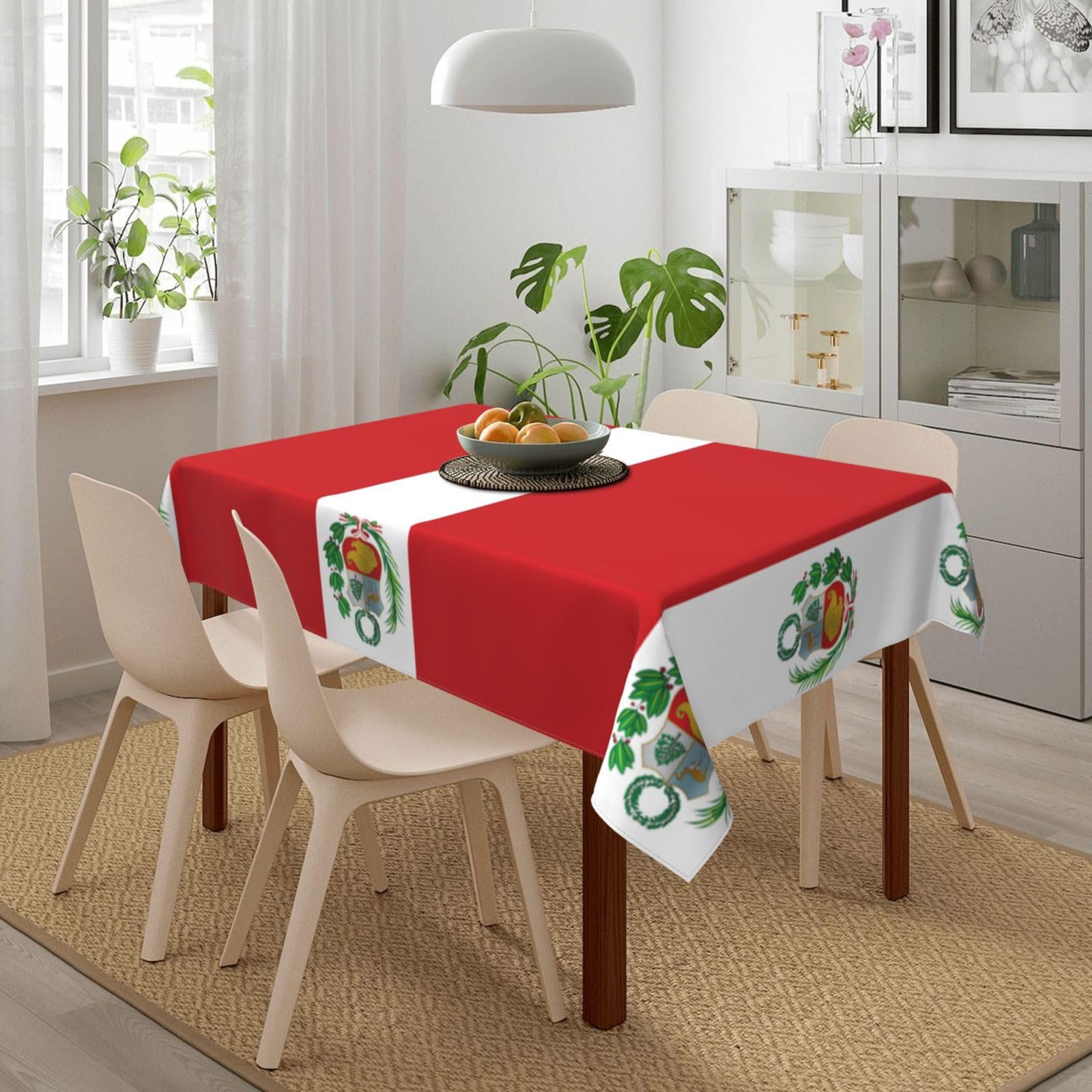 AFHYZY Peru Flag 1 Table Cloth Rectangle Table Waterproof Tablecloth Picnic Table Cover 54x 72 Inch Washable Camping Tablecloth Polyester for Parties Birthday Wedding Holiday