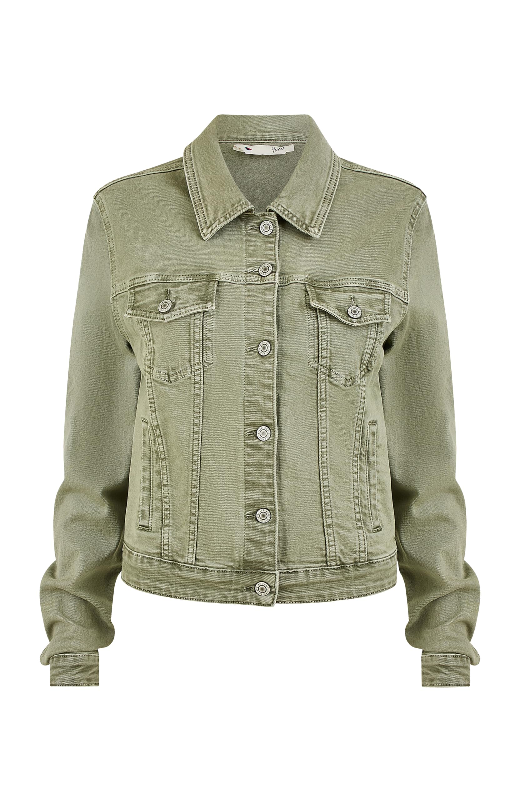 Yumi Green Stretch Cotton Denim Jacket