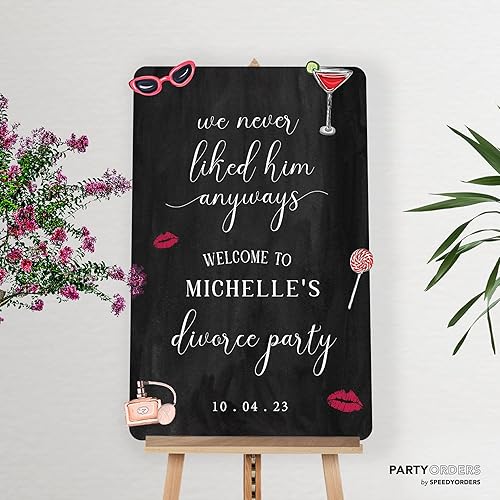 Miniatura 3 de Letrero de bienvenida para fiesta de divorcio Decoración de bienvenida de divorcio personalizada, divertida y elegante, decoración humorística