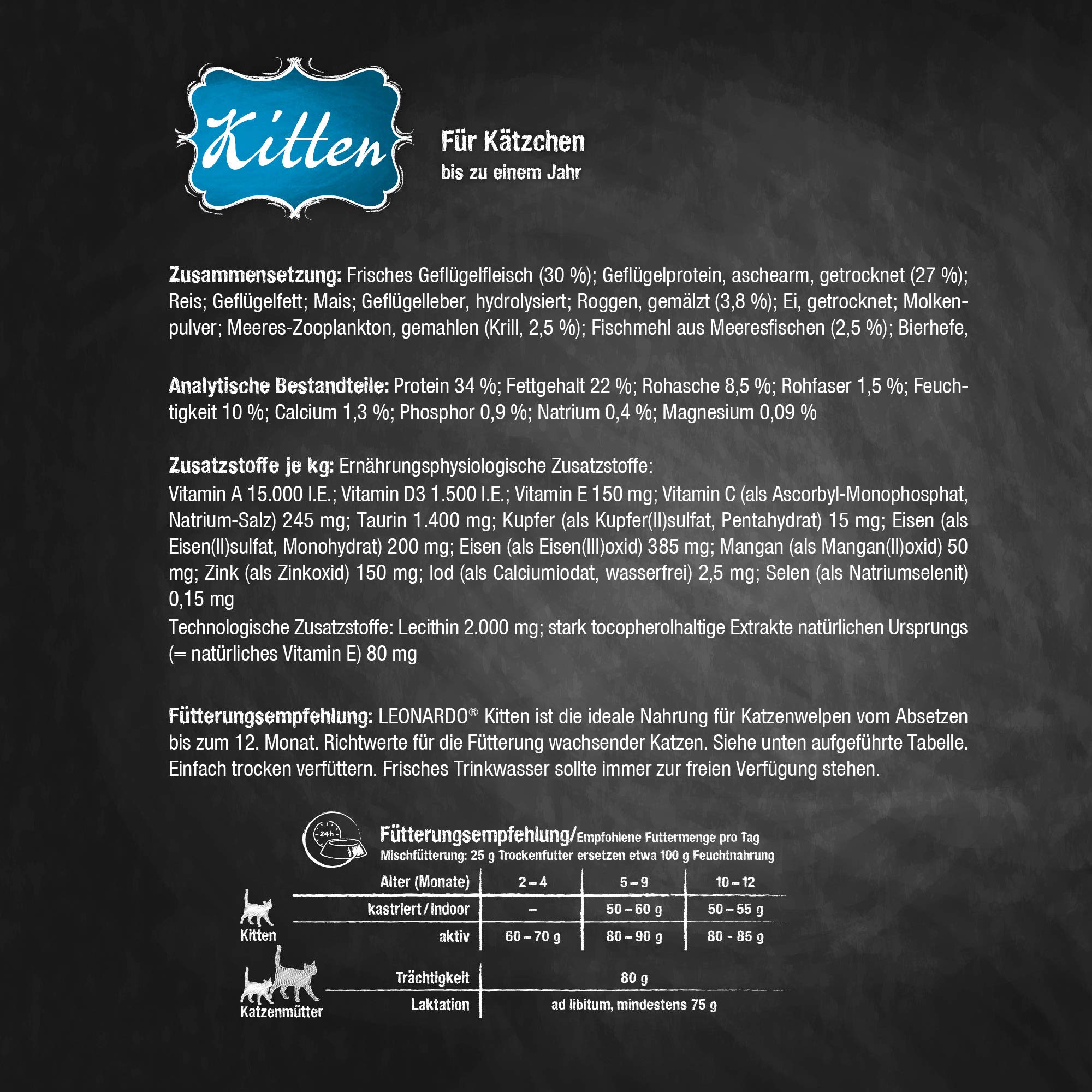 Leonardo Kitten [7,5kg] Cibo per gattini | Cibo secco per gattini | Alimento completo per gattini fino a 1 anno