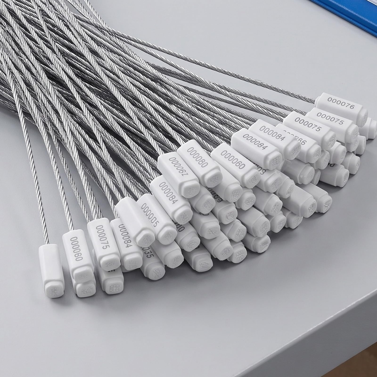 Zerodeko Lot de 100 scellés de sécurité inviolables : cadenas à tirer fermement pour câble – scellés numérotés – étiquette de sécurité pour conteneurs, camions, remorques et portails