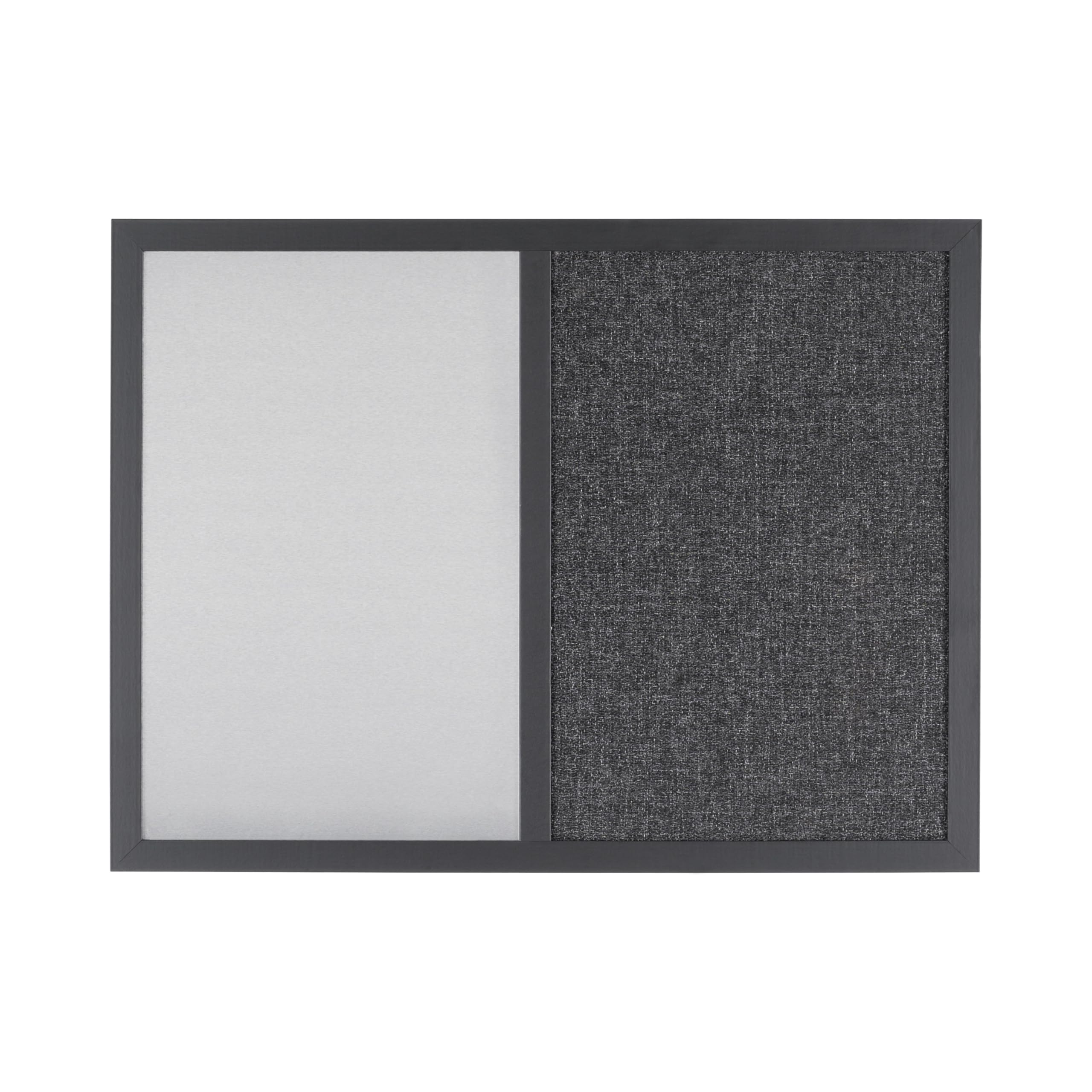 Bi-Office Black Shadow Pannello Per Avvisi Combo Con Tessuto Grigia e Lavagna Magnetica, Cornice Nera, 60 x 45 cm