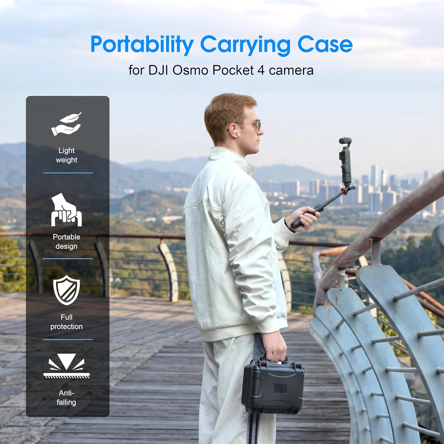 Waterproof Hard Case for DJI Osmo Pocket 4 3 Accessories Power Expansion For Xtra Muse Mini Tripod Carrying Dual Layer Travel Case Vlogging Compatible with DJI OM 70 Selfie Stick